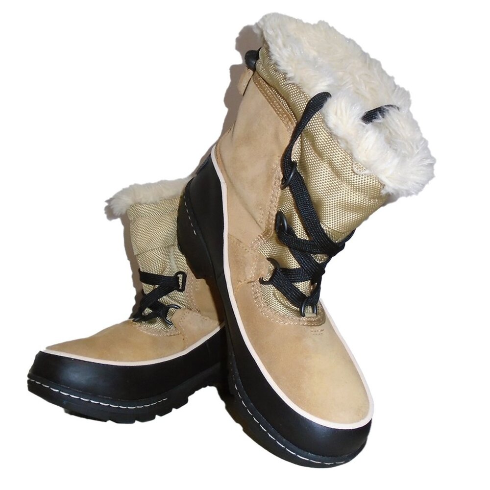 Sorel Brown Boys Shoes Winter Boot with laces fluffy  Size 4